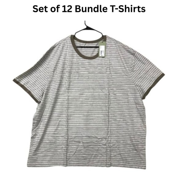 Goodfellow & Co Other - | Set of 12 Goodfellow & Co Mens 4XL Brown Short Sleeve Crew Neck T-Shirt Stripe
